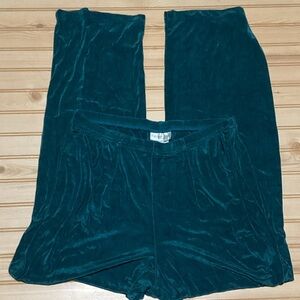 Coldwater Creek Teal Knit Spandex Made in USA Travel Lounge Pants